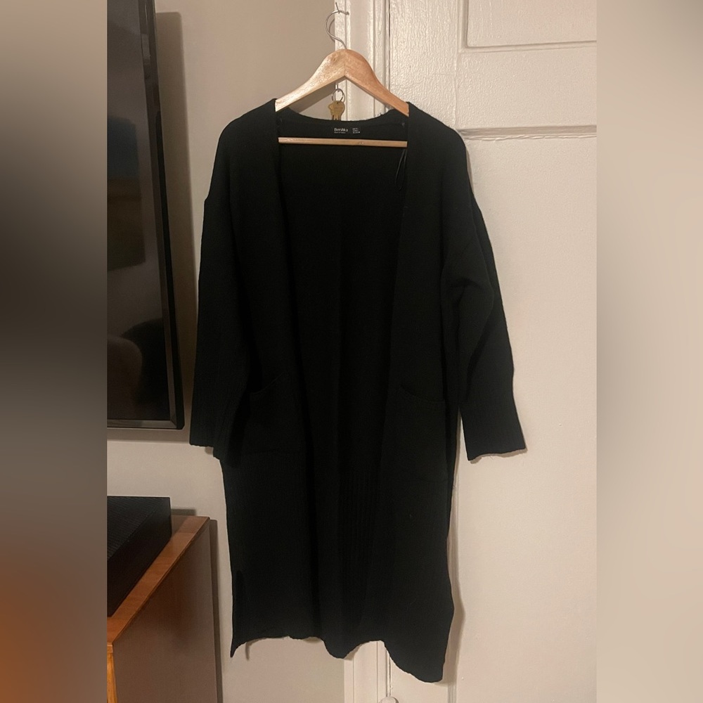 Mango black balloon sleeve long cardigan